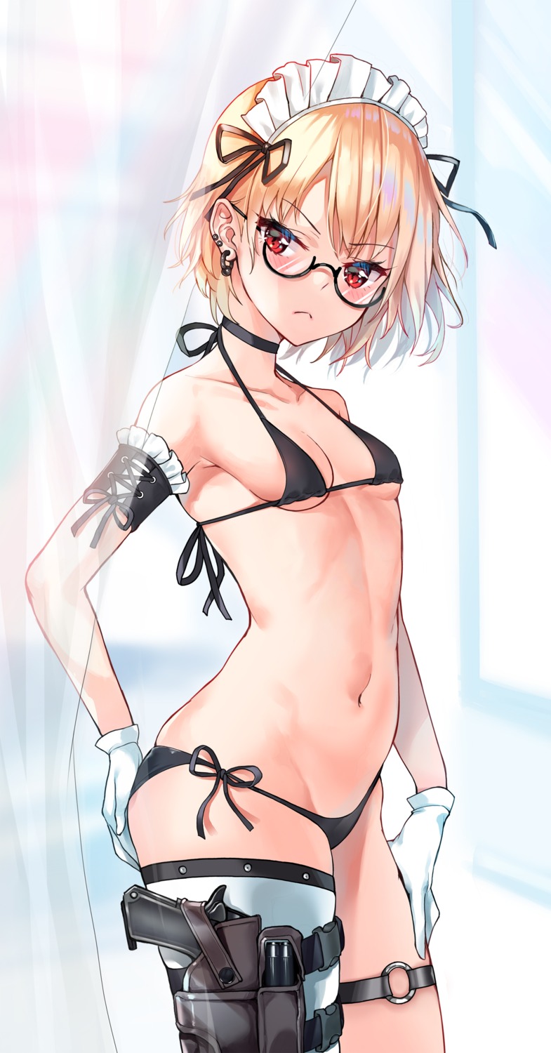 bikini garter gun loli maid mayoichi megane swimsuits