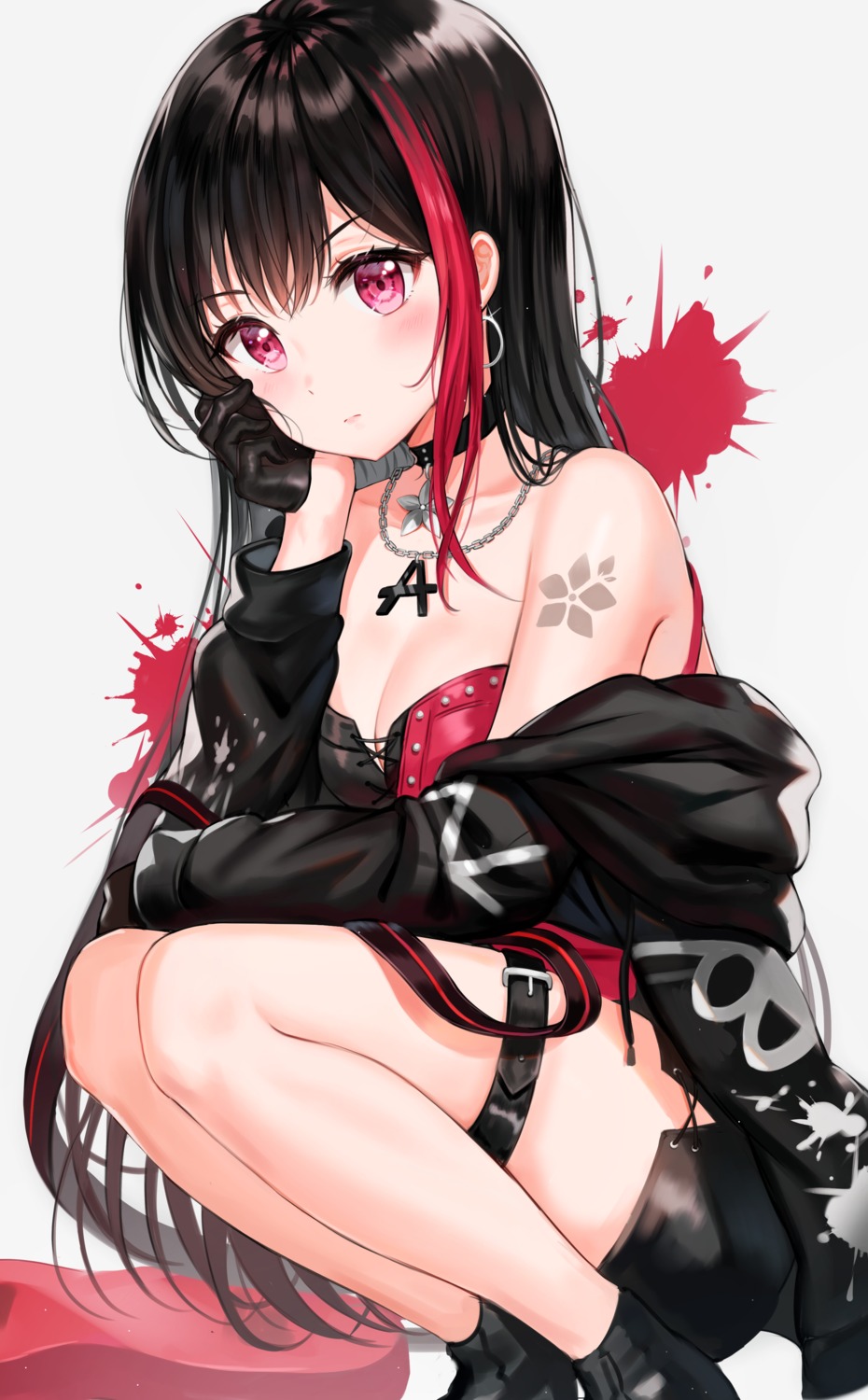 bang_dream! cleavage garter mitake_ran tattoo tokkyu