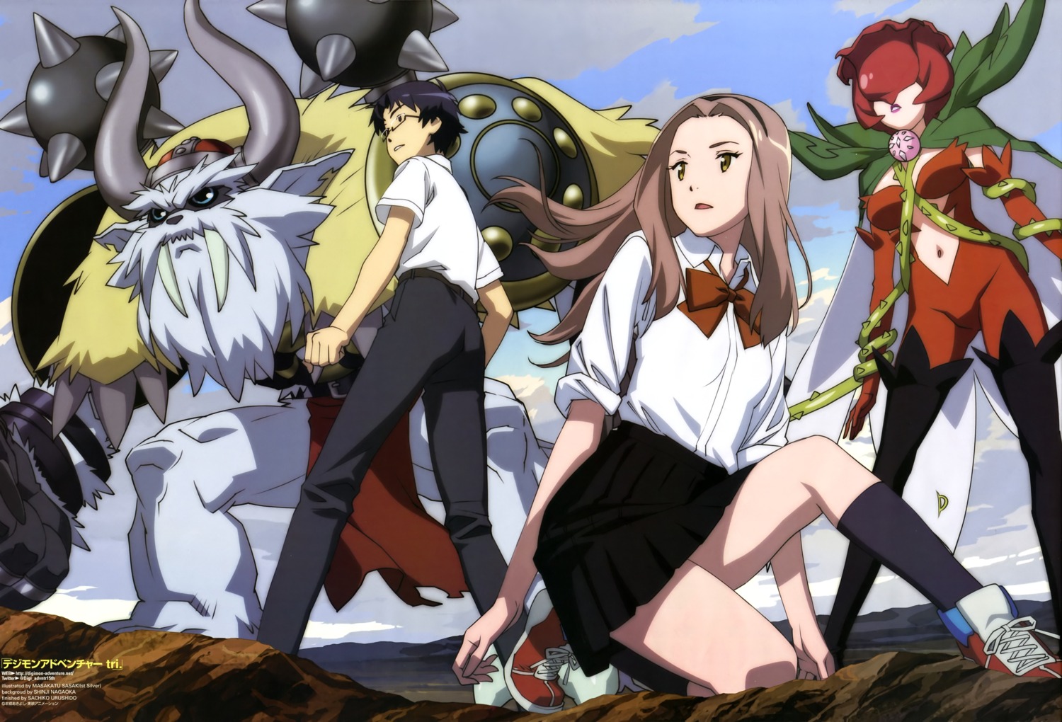 armor bodysuit digimon_adventure horns kido_jyou megane rosemon sasaki_masakatsu seifuku tachikawa_mimi vikemon weapon