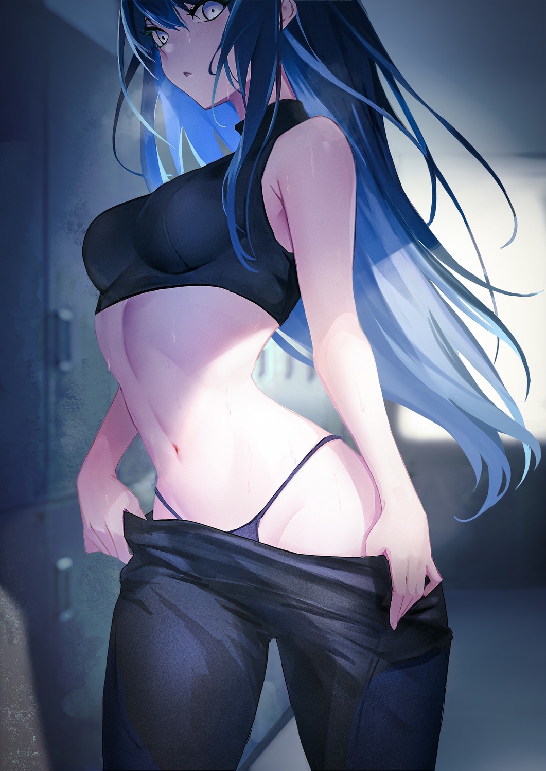 blue_archive joumae_saori pantsu saya_kuroha thong undressing