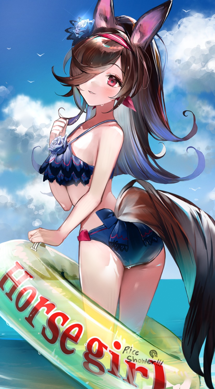 animal_ears ass bikini cleavage moko_(moko/moko) rice_shower_(umamusume) swimsuits tail uma_musume_pretty_derby wet