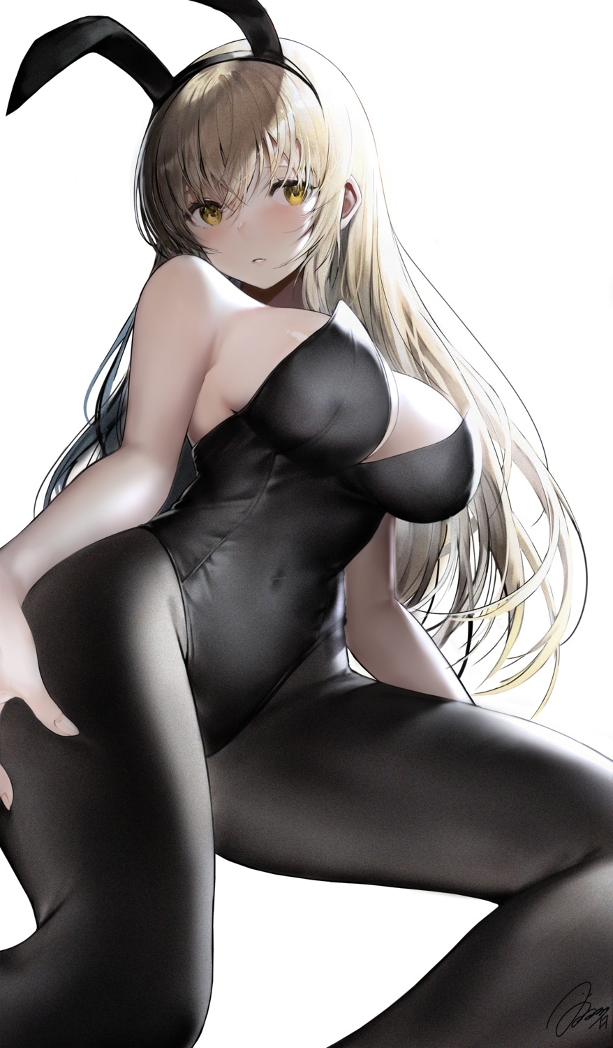 animal_ears bunny_ears bunny_girl haori_io no_bra pantyhose