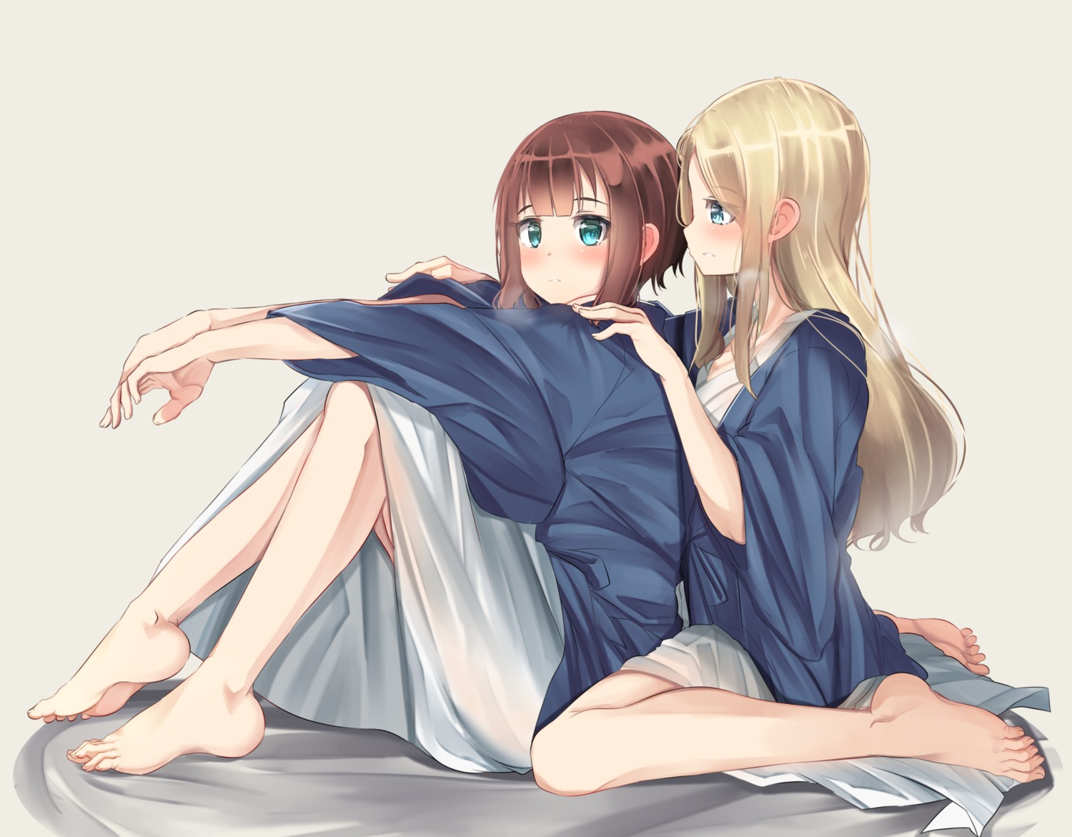 ayase_arisa feet japanese_clothes kousaka_yukiho love_live! mad_(hazukiken) see_through yuri