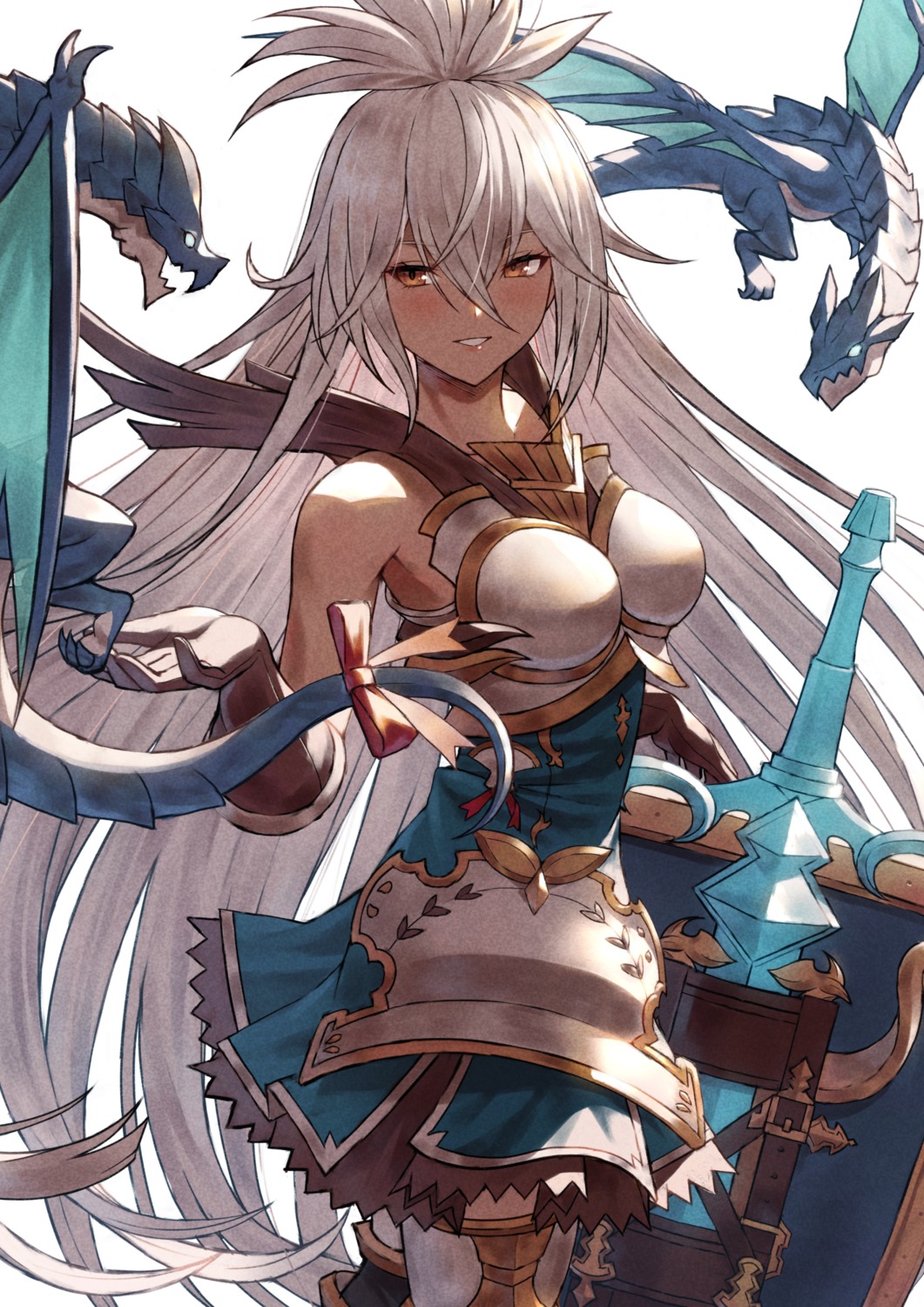 armor dress fagi_(kakikaki) granblue_fantasy sword thighhighs zooey_(granblue_fantasy)