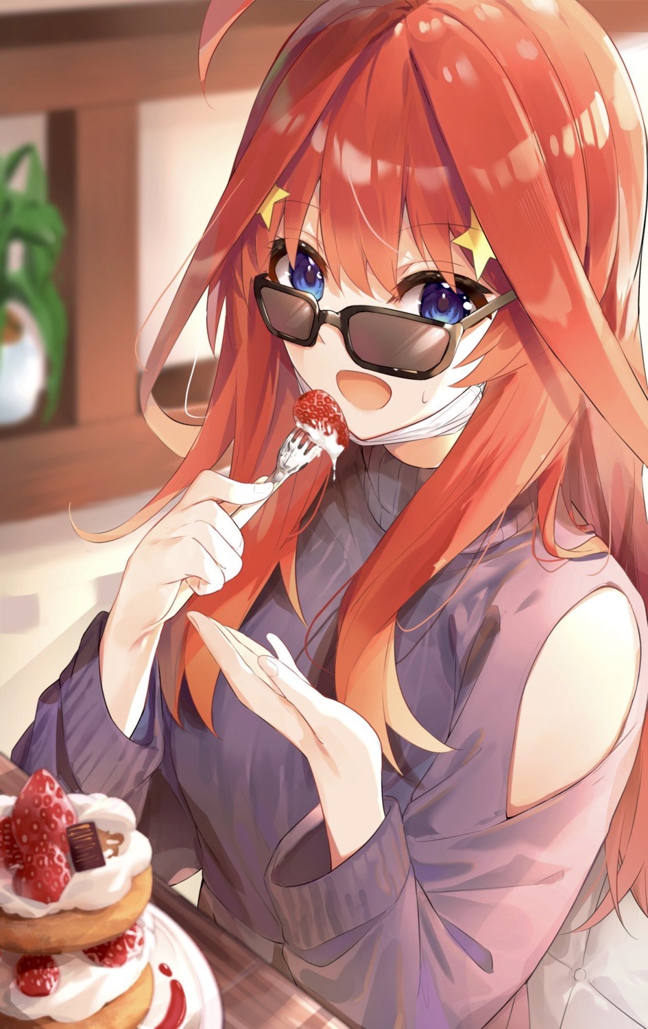 5-toubun_no_hanayome kurokuro_illust megane nakano_itsuki sweater