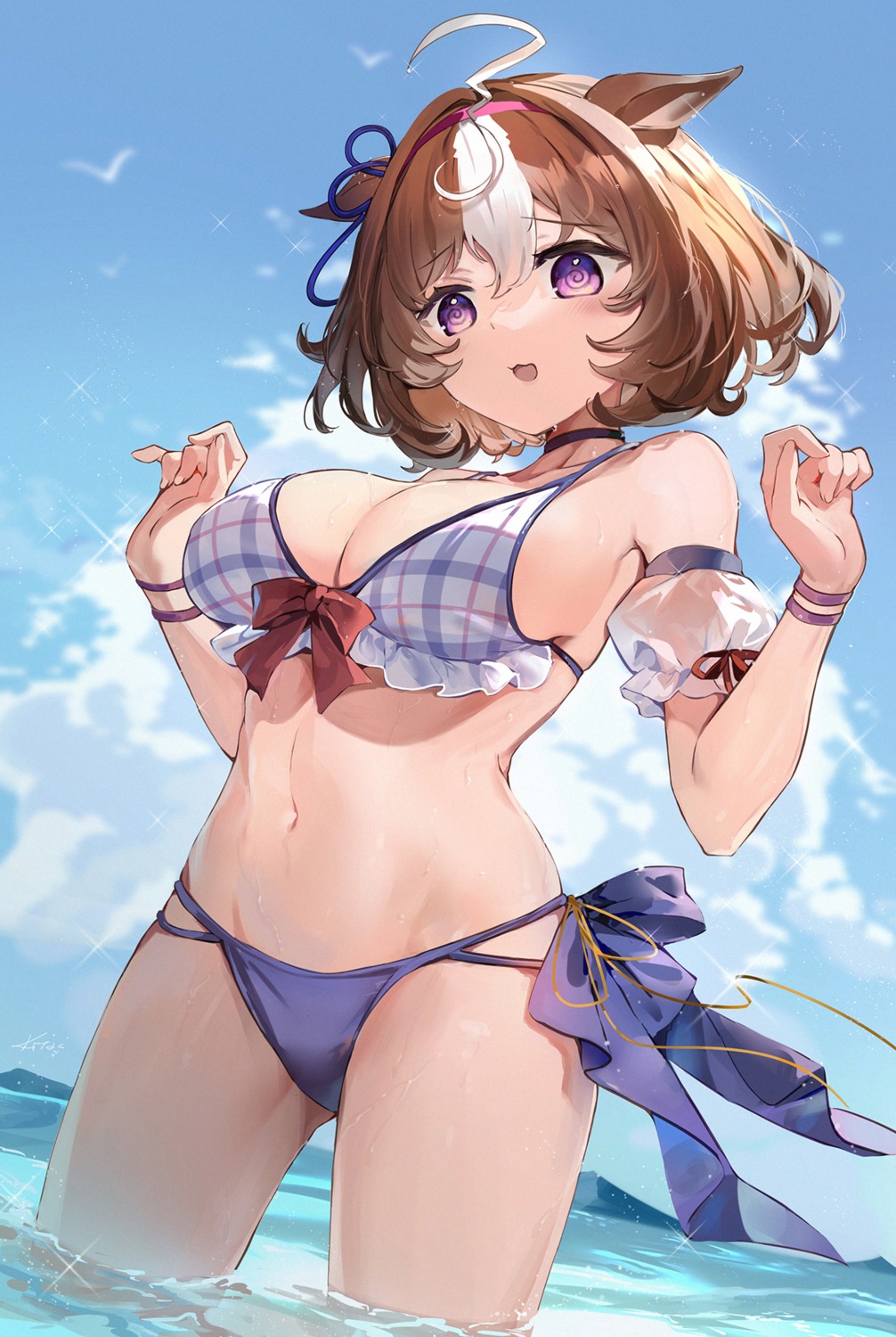 animal_ears bikini kita_(kitairoha) meisho_doto_(umamusume) swimsuits uma_musume_pretty_derby wet