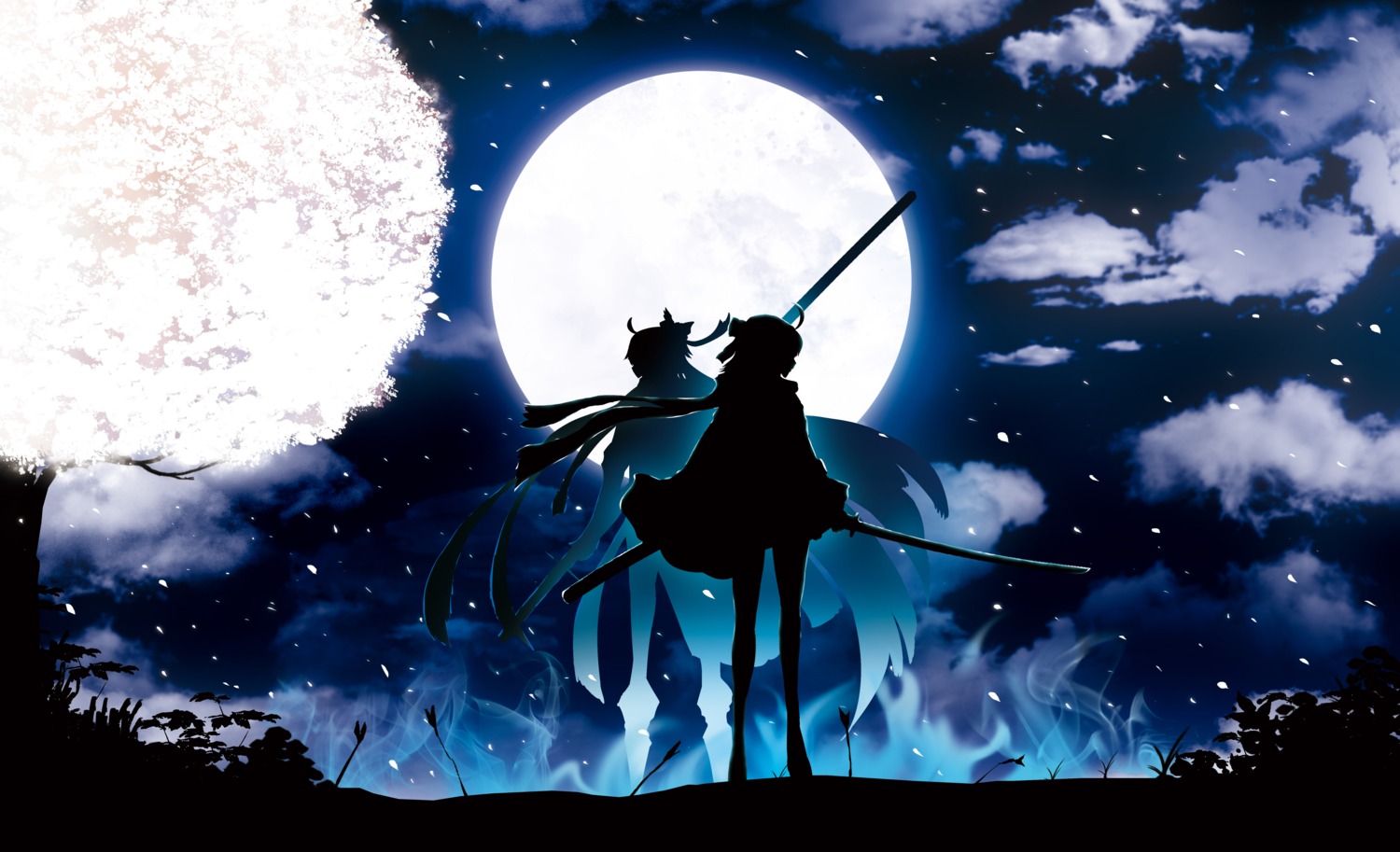 fate/grand_order harada_miyuki okita_souji_(alter)_(fate) okita_souji_(fate) silhouette sword