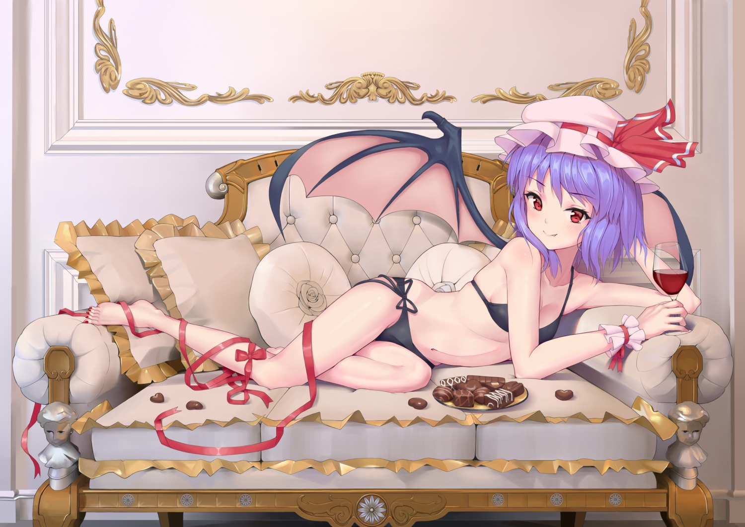 bikini cleavage loli remilia_scarlet swimsuits touhou wings xian_yu_zhanshi