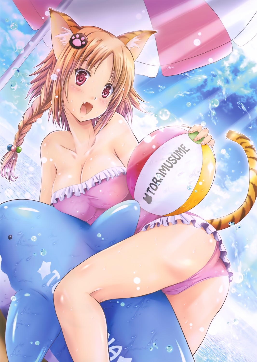 animal_ears arino_hiroshi ass cameltoe cleavage swimsuits tail toranoana