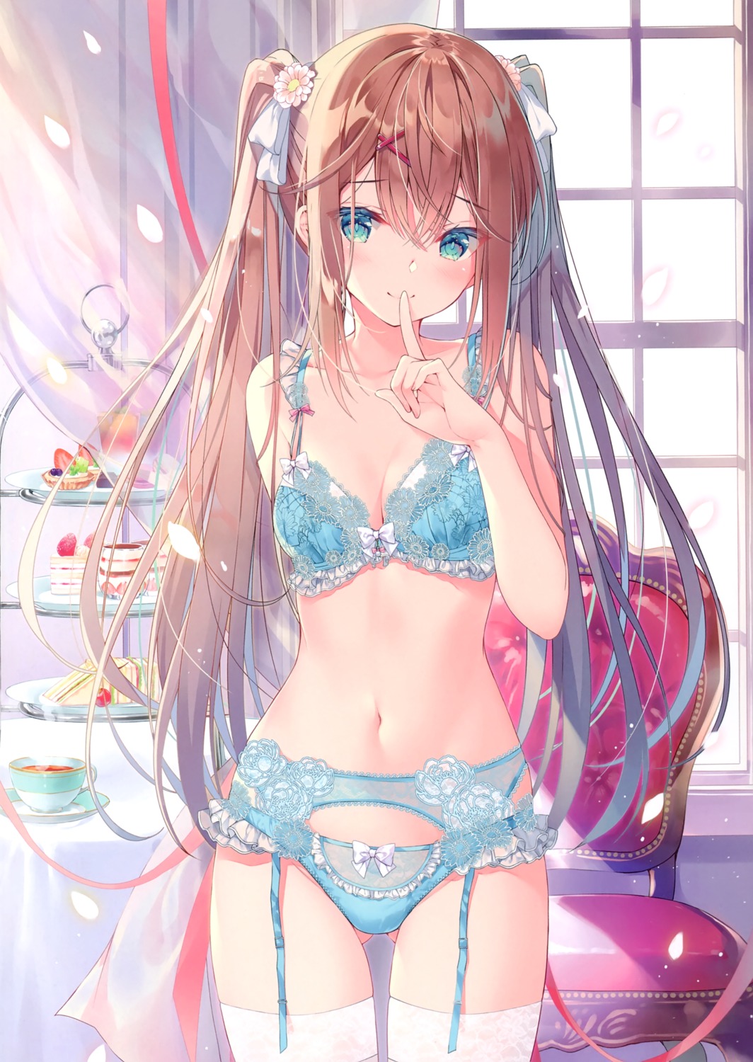 bra garter_belt lingerie miwabe_sakura pantsu pion thighhighs