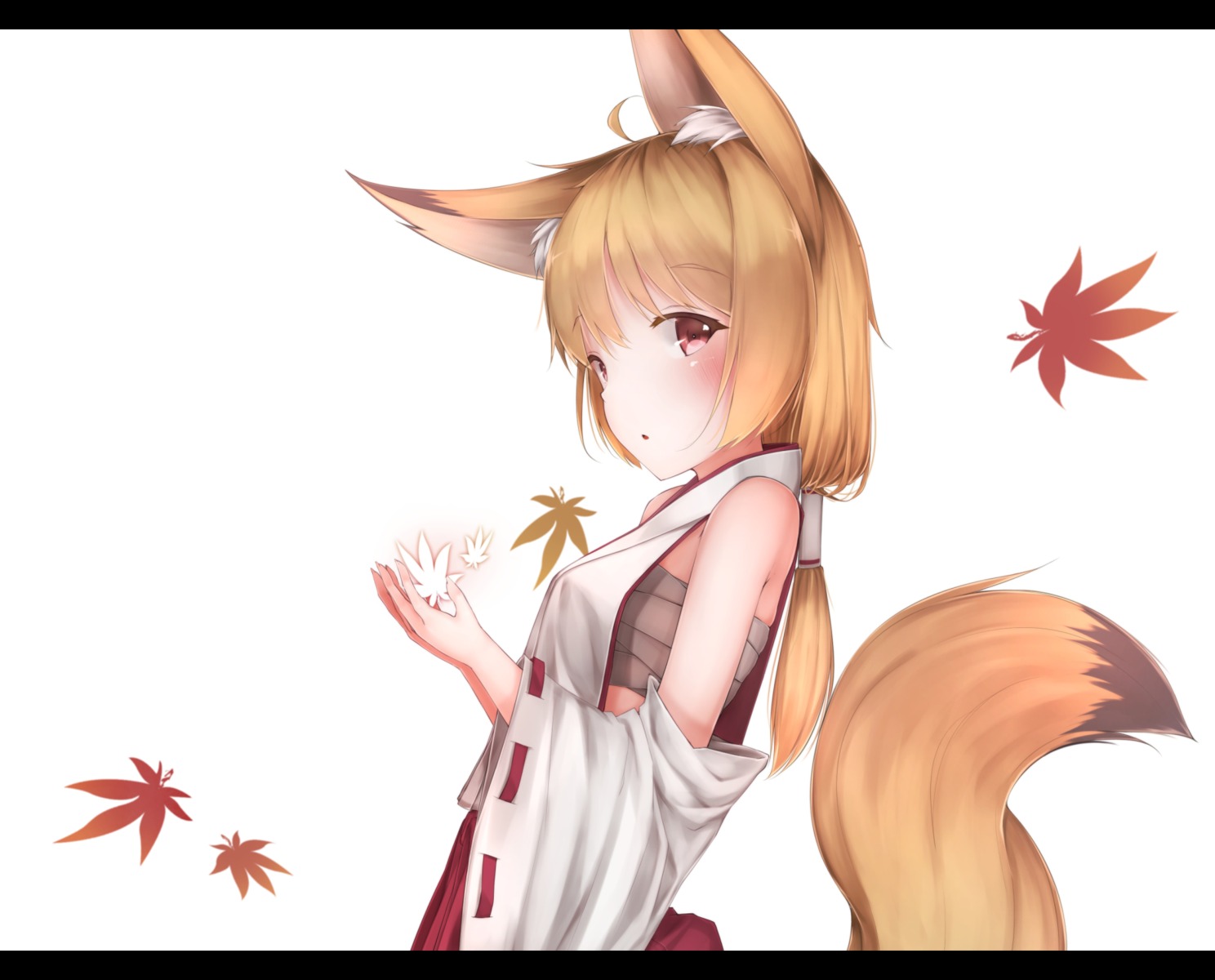 animal_ears kitsune miko rerrere sarashi tail