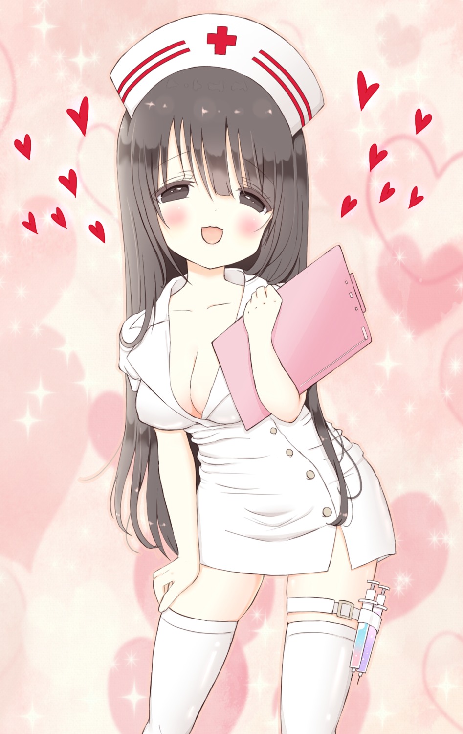 cleavage erect_nipples nurse open_shirt shiina_melon thighhighs