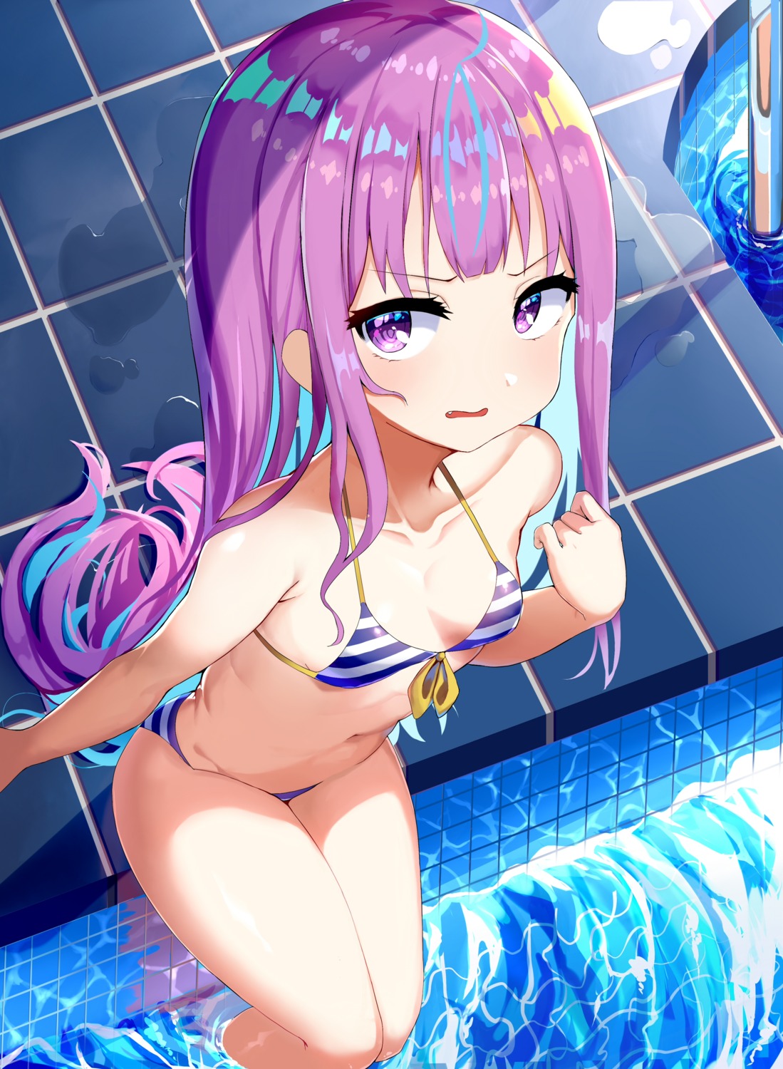 bikini cleavage hololive minato_aqua swimsuits trap_(drthumt) wet