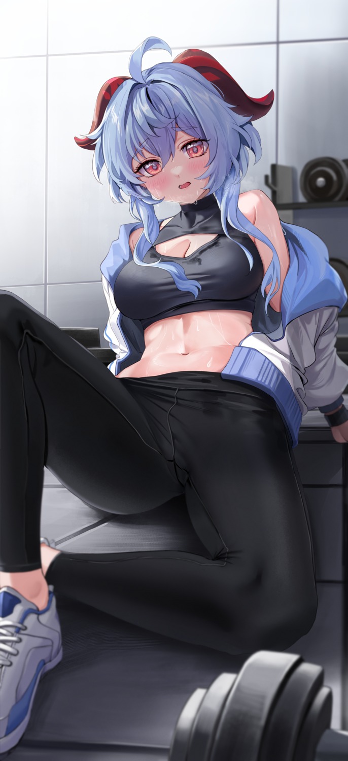 cleavage dvdraw ganyu genshin_impact gym_uniform horns