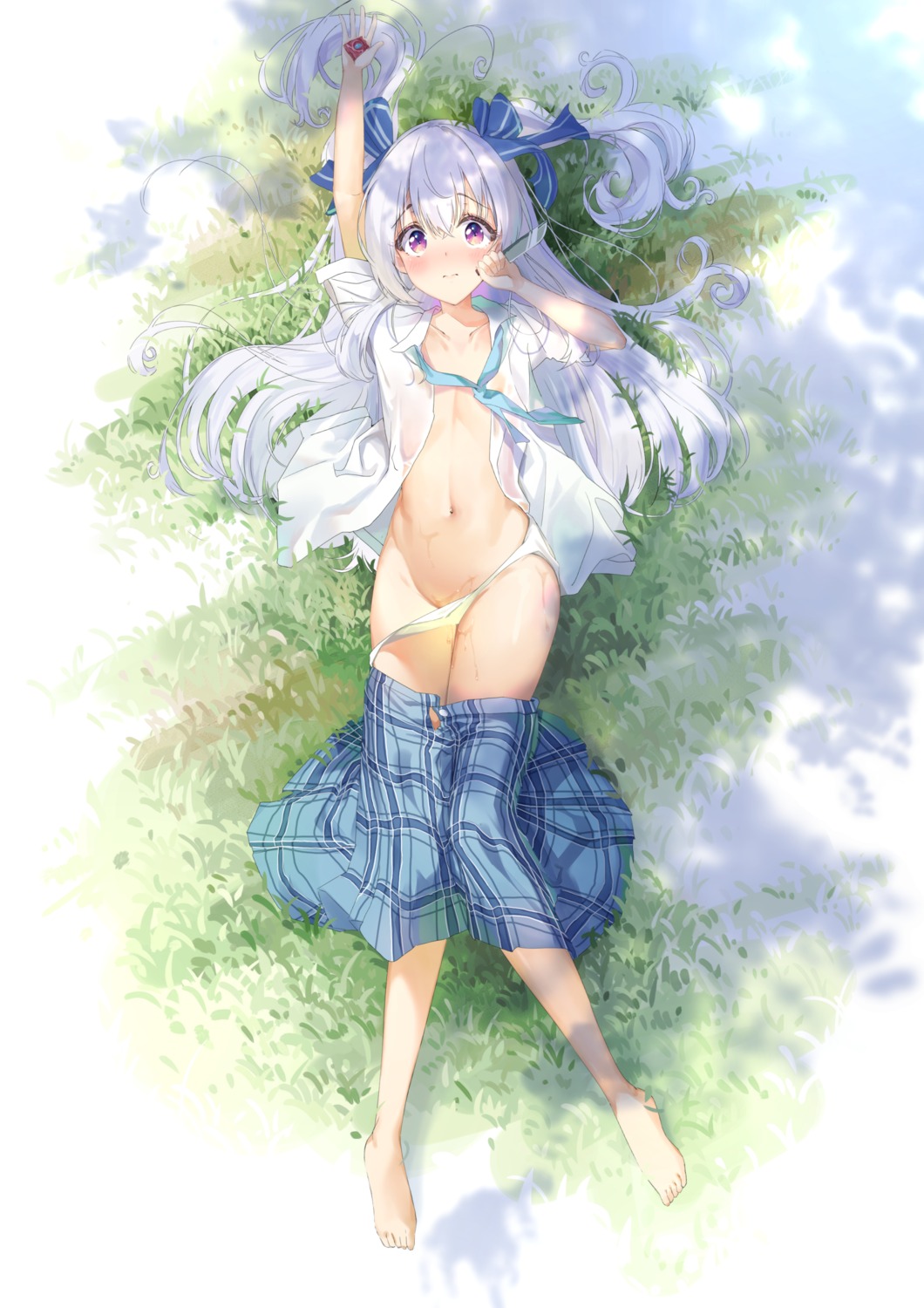 areola no_bra open_shirt pantsu panty_pull see_through seifuku shanoa_(vtuber) shanoa_asmr weapon wet wet_clothes zhongchun_ci