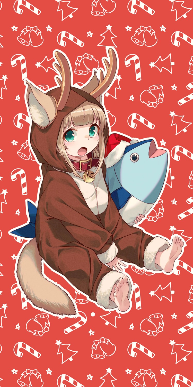 40hara animal_ears christmas feet horns kinako_(40hara) nekomimi pajama tail