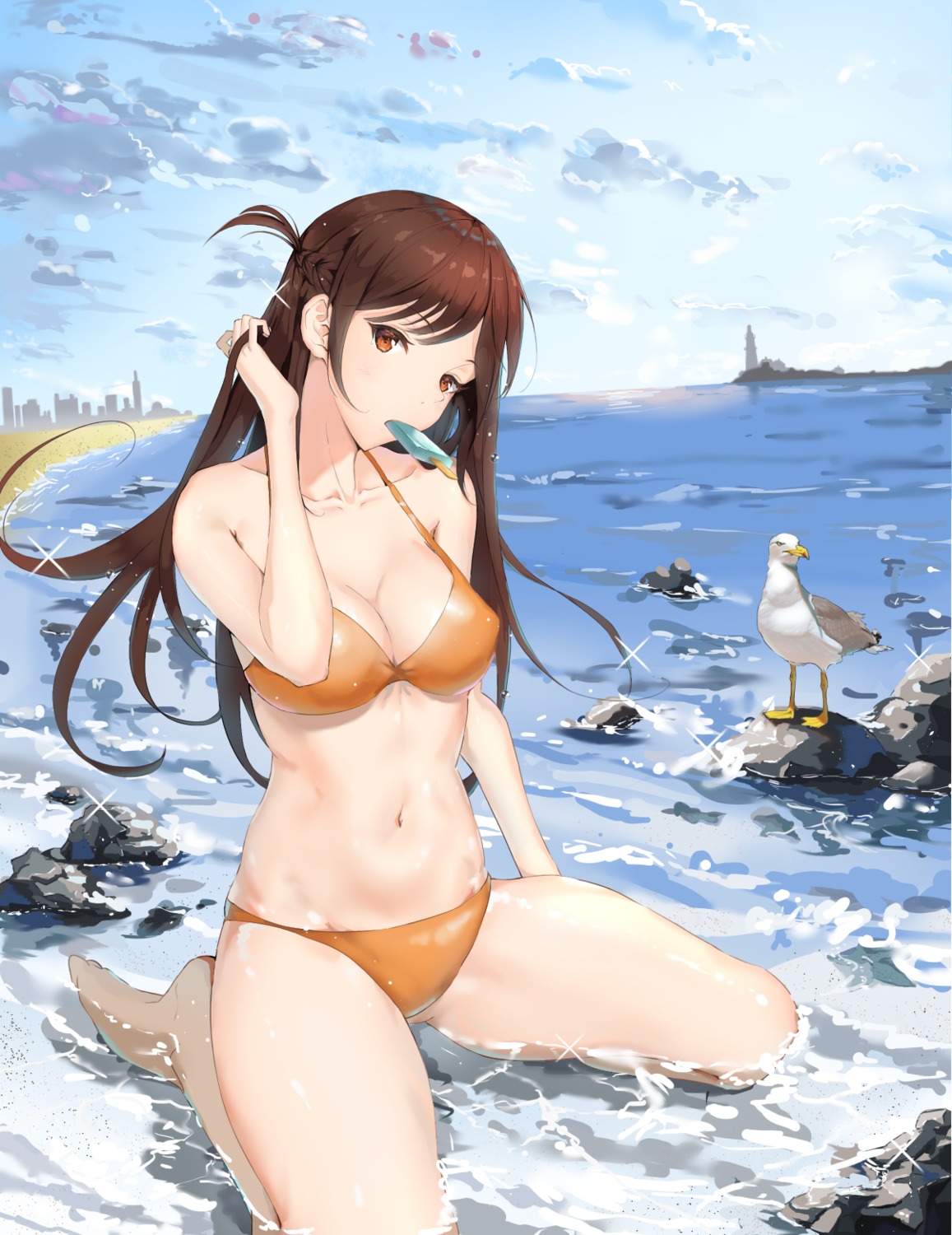 bikini cleavage erect_nipples ichinose_chizuru kanojo_okarishimasu swimsuits wet yue_blm