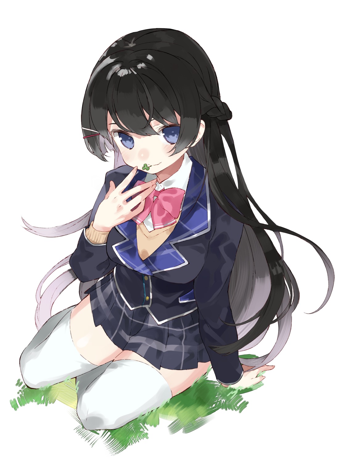 hasegawa nijisanji seifuku sweater thighhighs tsukino_mito