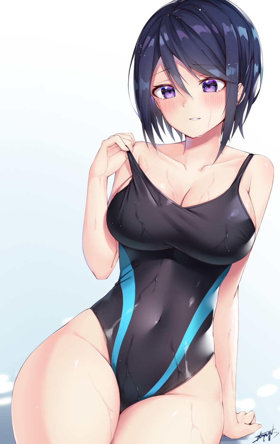 cleavage niyun_(n_niyu) senki_zesshou_symphogear swimsuits undressing wet