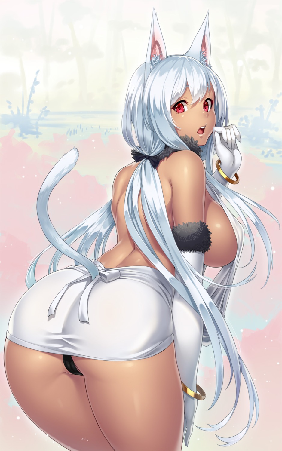 animal_ears ass breasts cameltoe erect_nipples houtengeki no_bra pantsu tail