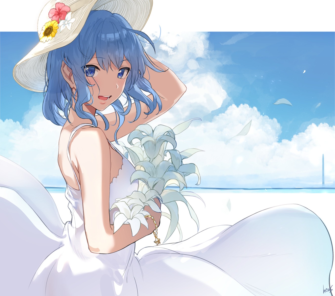 dress hews hololive hoshimachi_suisei skirt_lift summer_dress