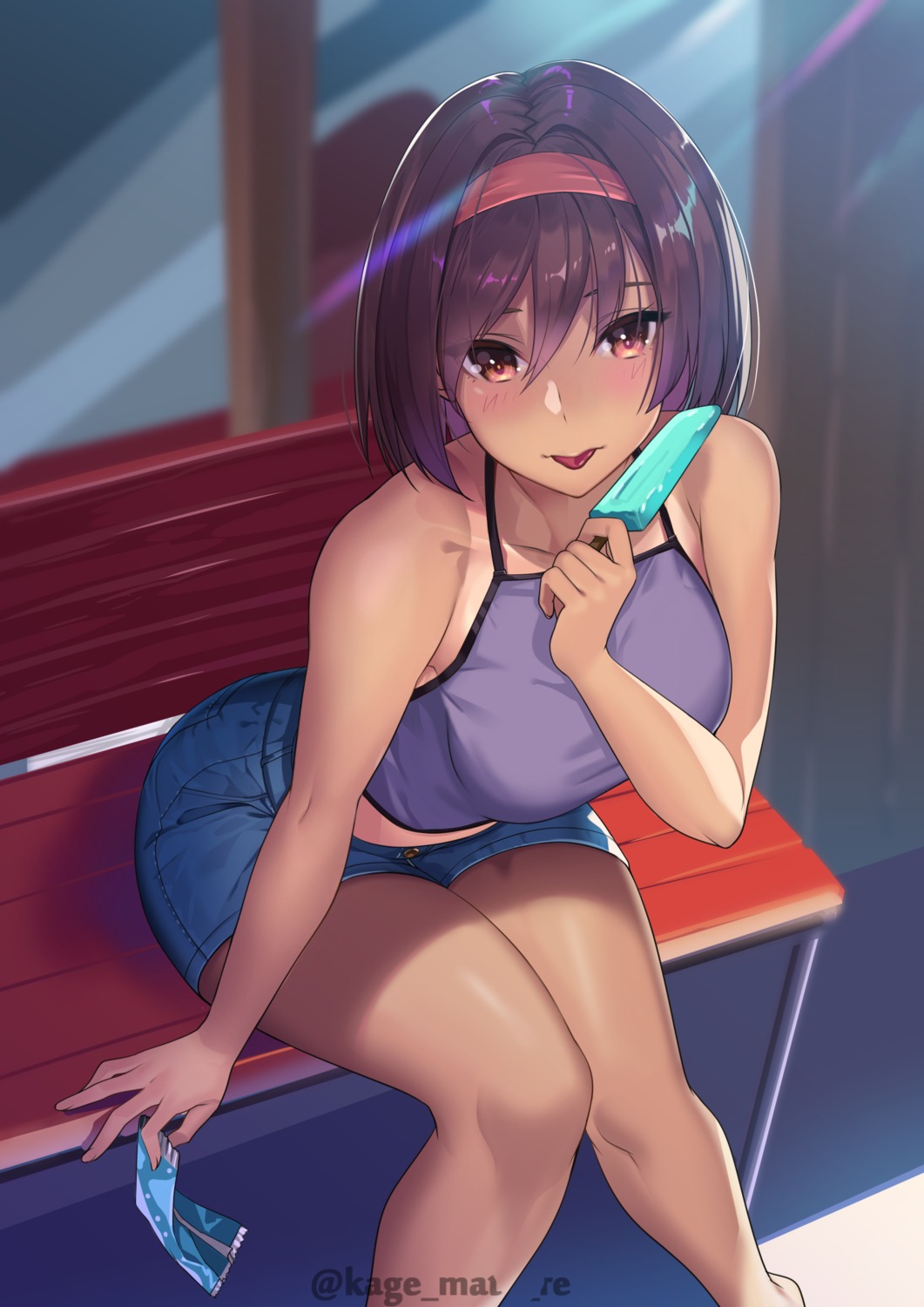 breast_hold kagematsuri tan_lines