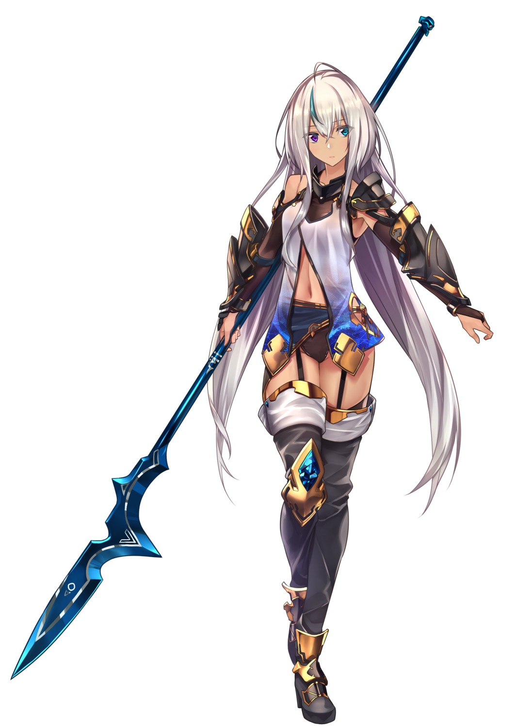 armor baffu heels heterochromia stockings thighhighs weapon yuna_(baffu)