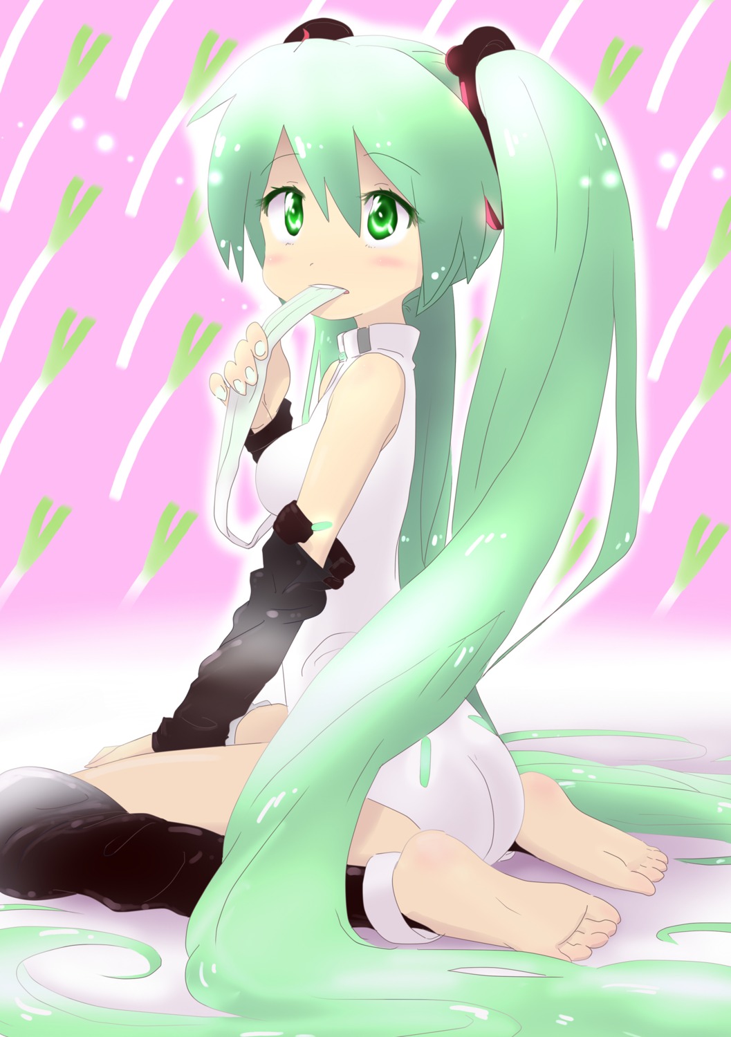 akahige ass feet hatsune_miku leotard miku_append thighhighs vocaloid vocaloid_append