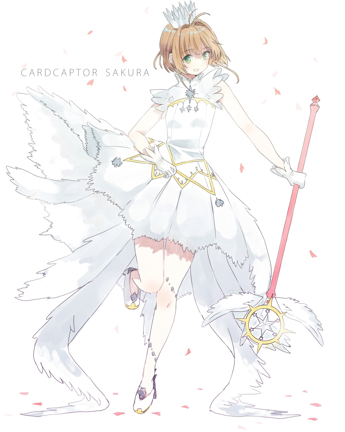 card_captor_sakura dress heels kinomoto_sakura npc_(artist) weapon