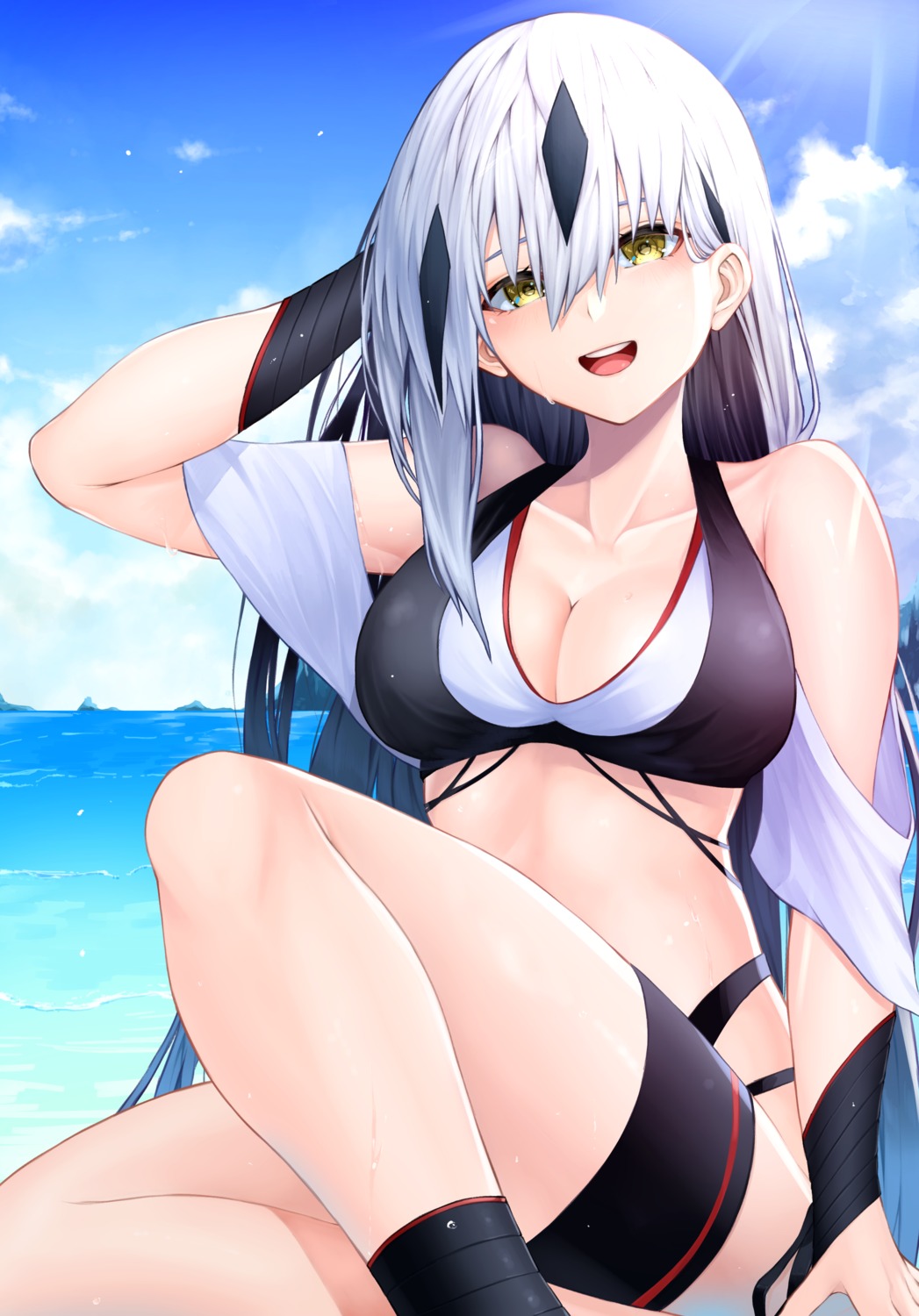 bikini cleavage fate/grand_order garter kugatunohito nagao_kagetora_(fate) swimsuits