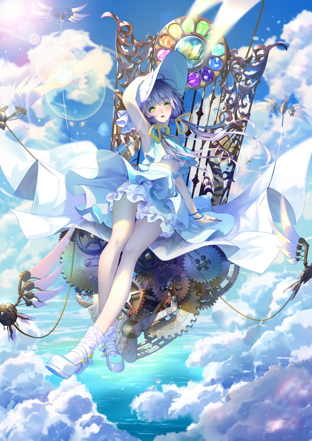 bloomers bra catcan dress heels luo_tianyi shirt_lift skirt_lift vocaloid