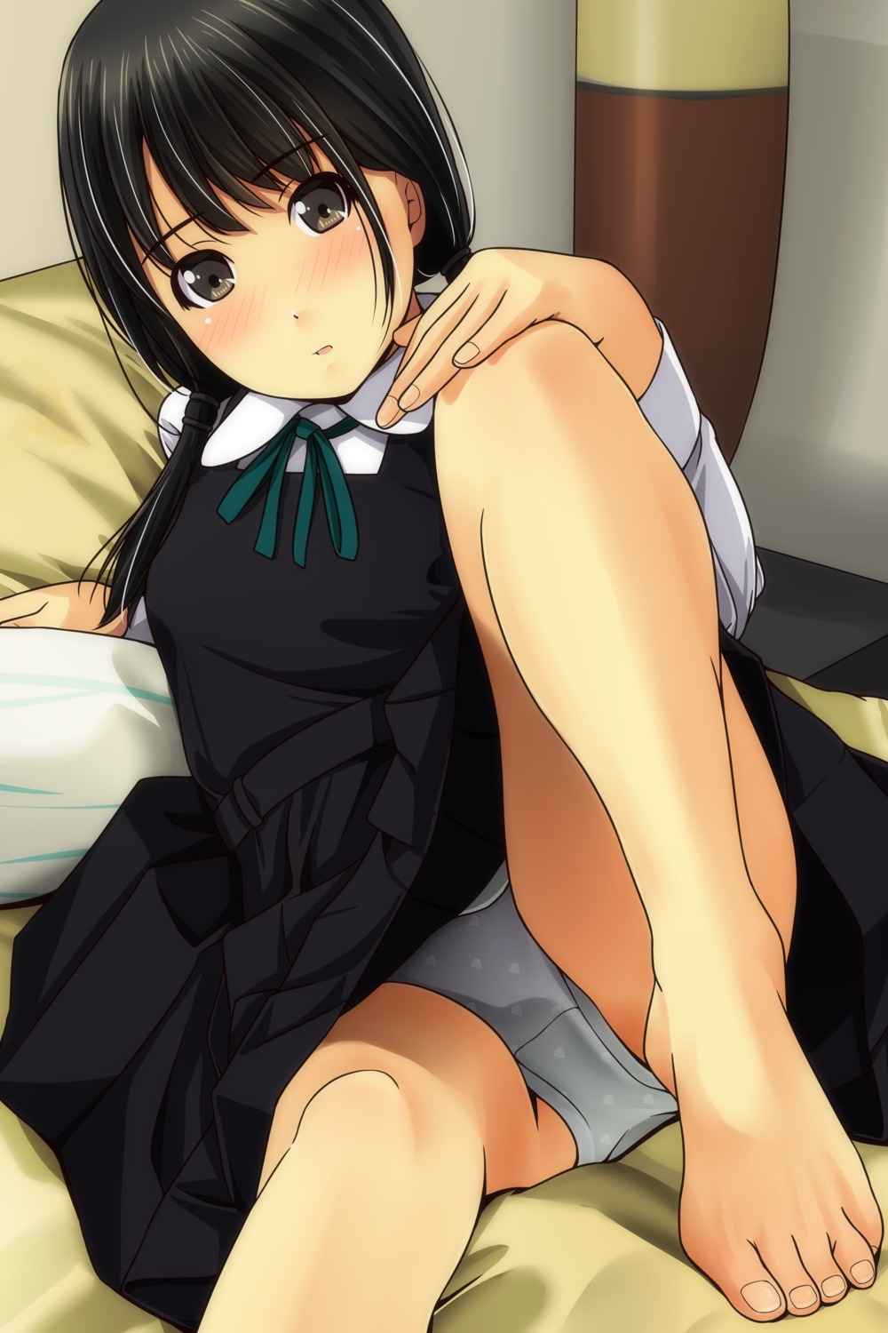 feet matsunaga_kouyou pantsu seifuku skirt_lift