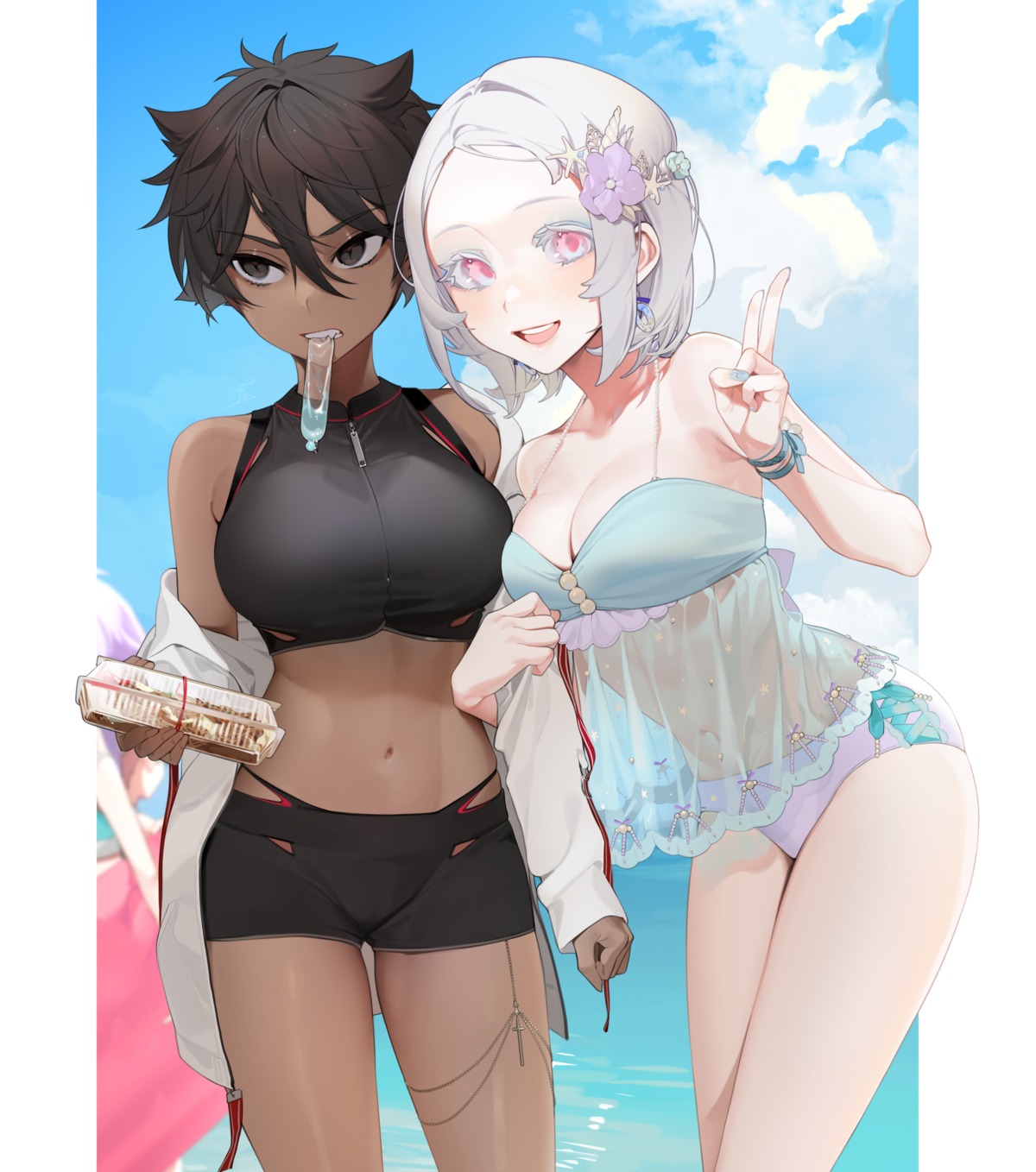 bikini cleavage ohisashiburi open_shirt see_through swimsuits