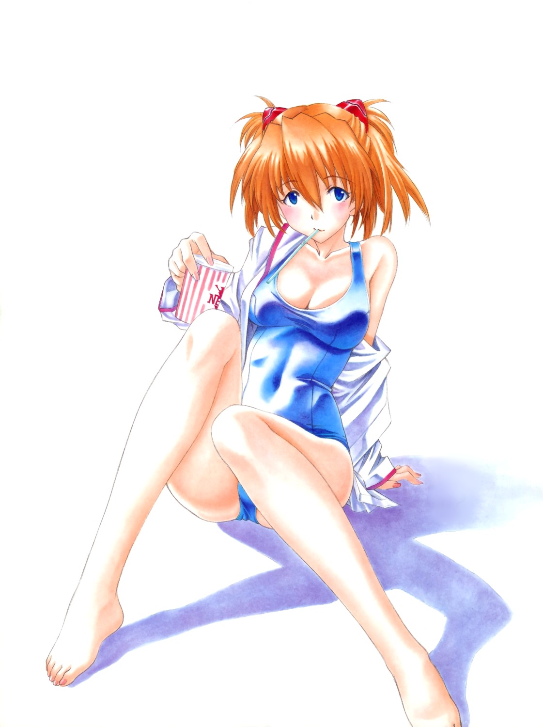 cleavage neon_genesis_evangelion souryuu_asuka_langley swimsuits utatane_hiroyuki