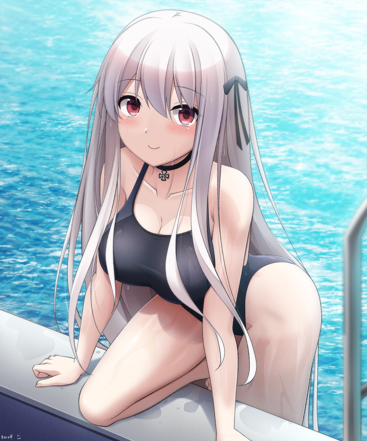 cleavage girls_frontline kar98k_(girls_frontline) keenh swimsuits wet