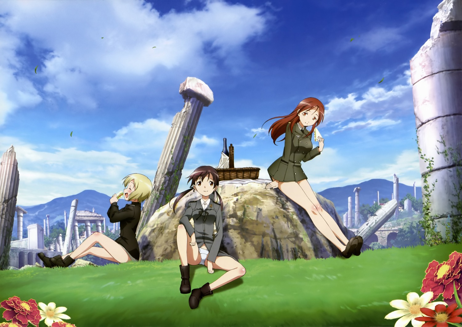 erica_hartmann gertrud_barkhorn minna_dietlinde_wilcke pantsu strike_witches