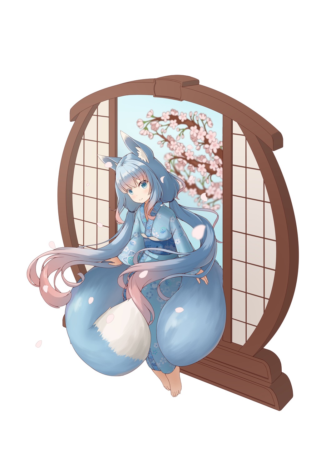 animal_ears cumianjun kimono kitsune tail