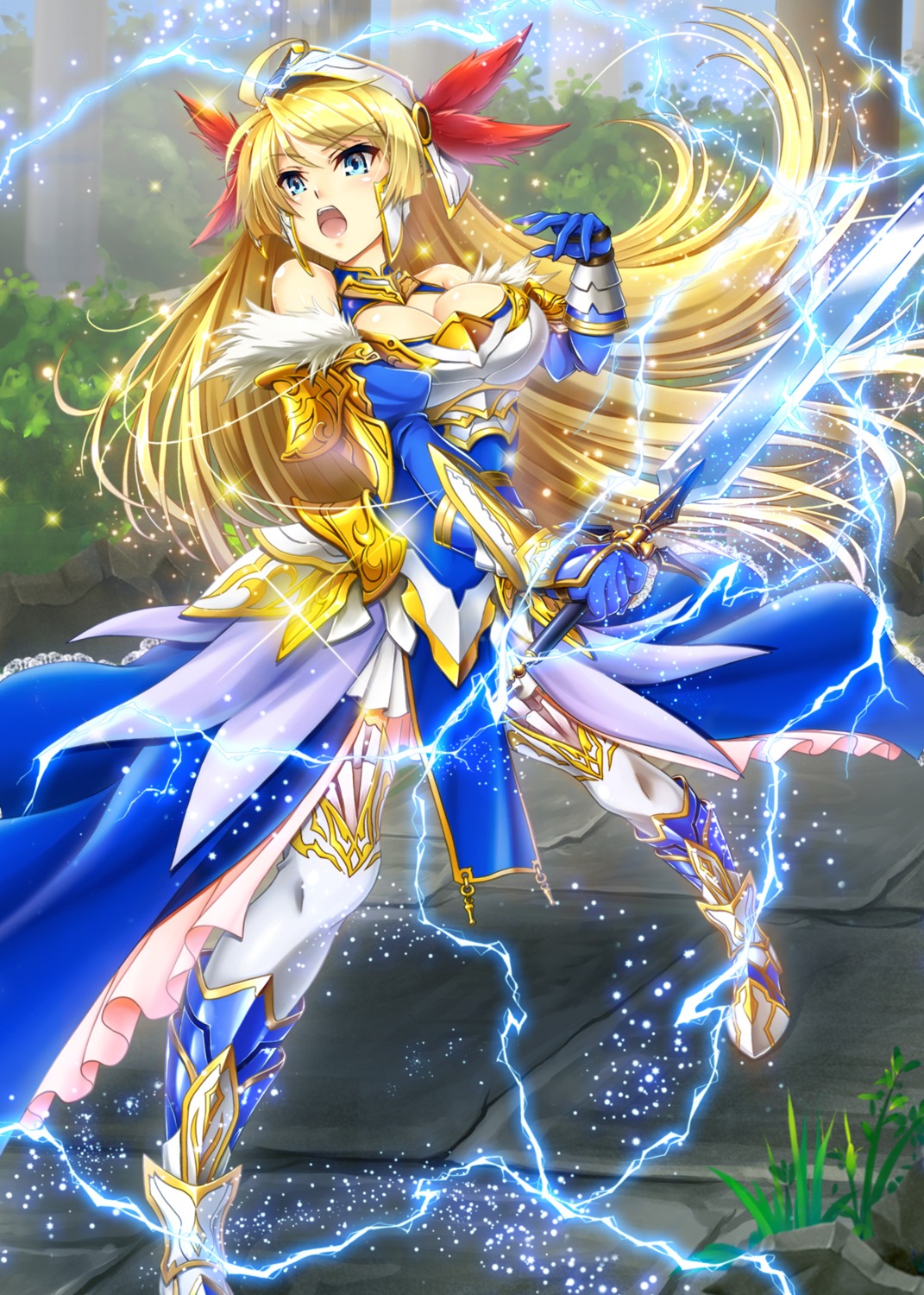 armor cleavage million_arthur_irakon_ken sword tagme thighhighs