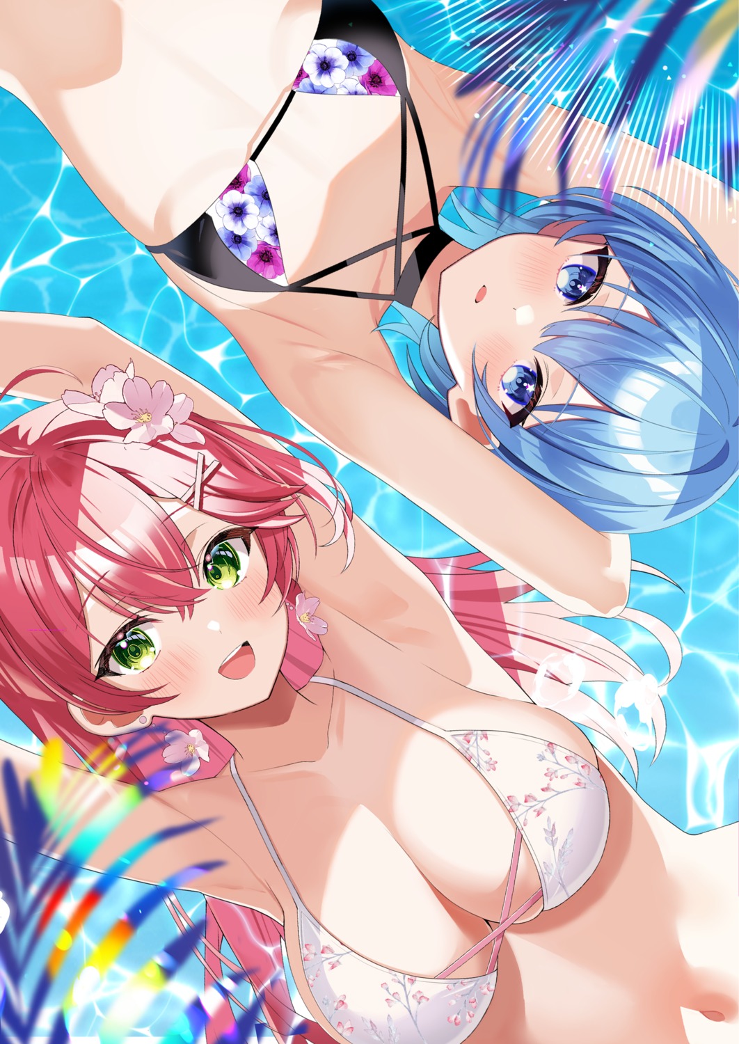 bikini bikini_top hololive hoshimachi_suisei motsunuki sakura_miko swimsuits