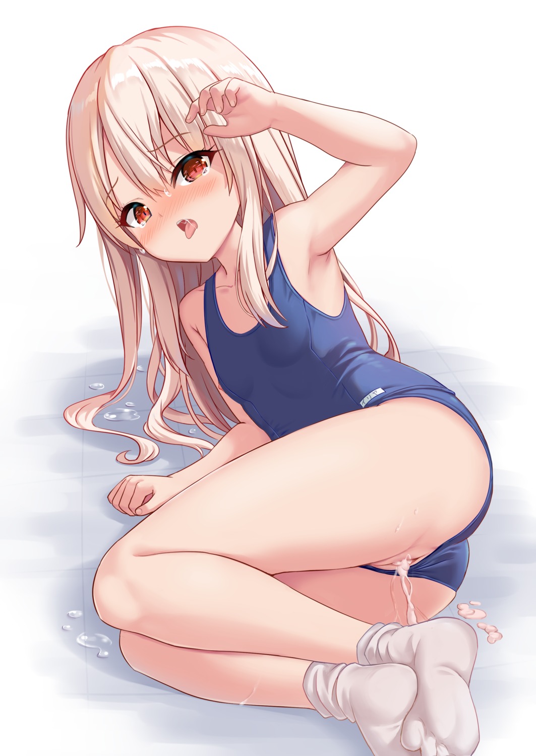 cum fate/kaleid_liner_prisma_illya fate/stay_night illyasviel_von_einzbern loli milkshake_(artist) pussy pussy_juice school_swimsuit swimsuits uncensored