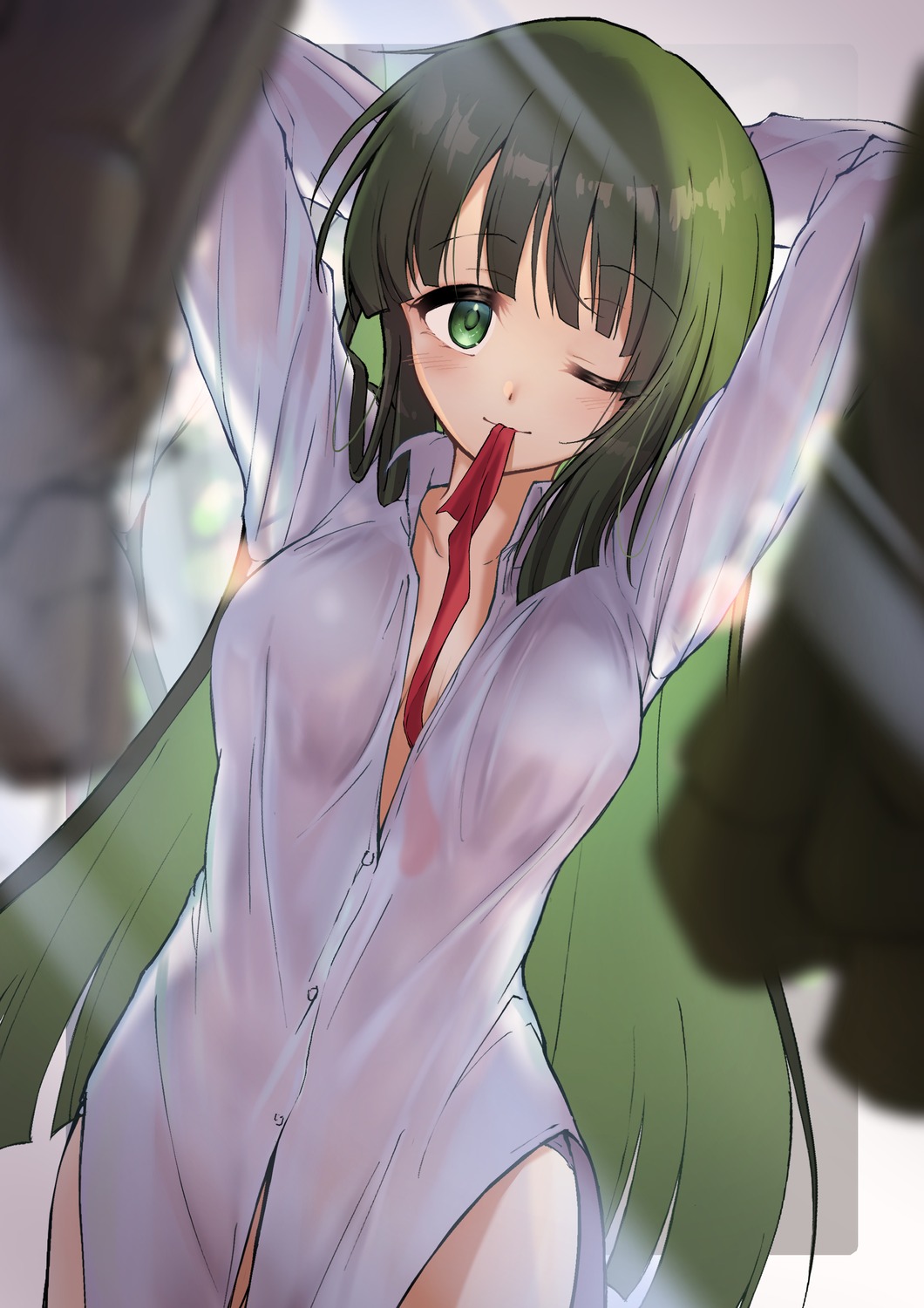 dress_shirt hidamari_sketch kootee-on no_bra open_shirt see_through yoshinoya