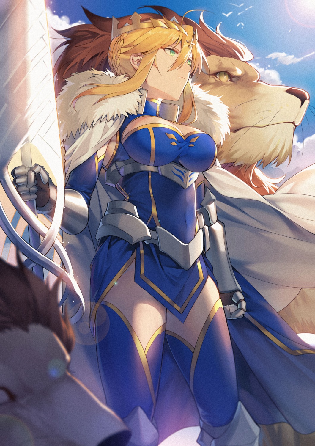 armor artoria_pendragon_(lancer) cleavage fate/grand_order thighhighs weapon yorukun