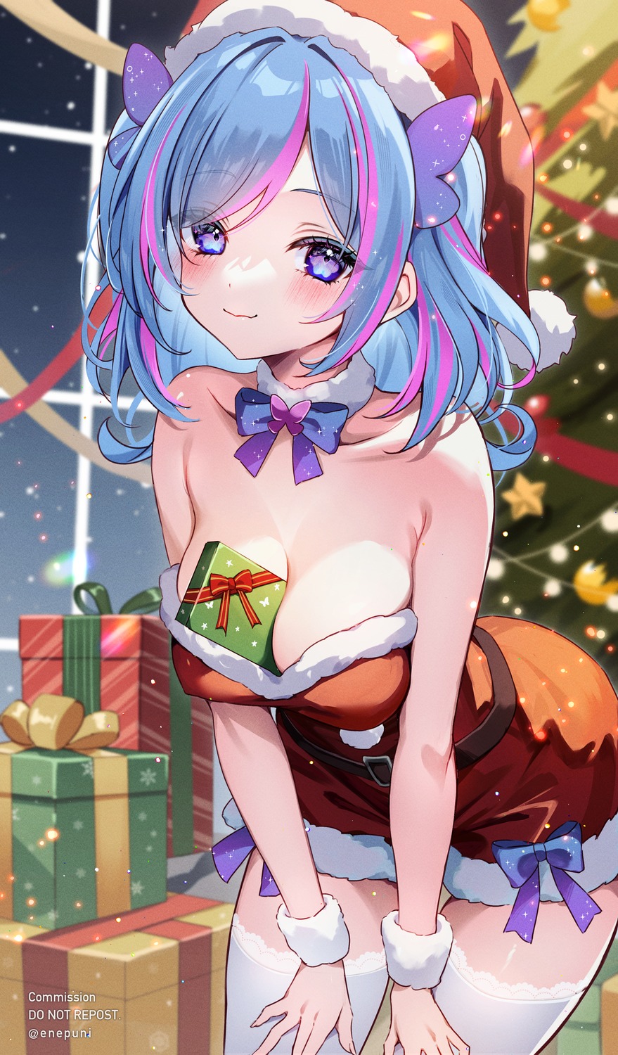 christmas dress enepuni no_bra thighhighs