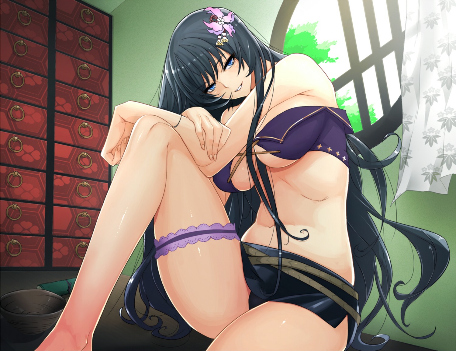 bikini_top garter hoosaku pantsu sengoku_bushouki_muramasa swimsuits underboob yakuin_zensou