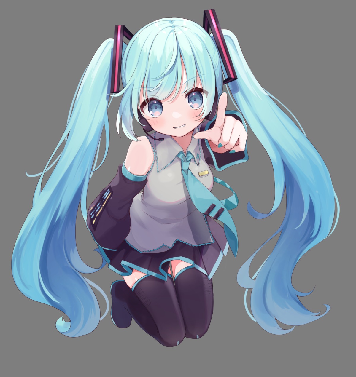 hatsune_miku headphones moeko skirt_lift thighhighs transparent_png vocaloid