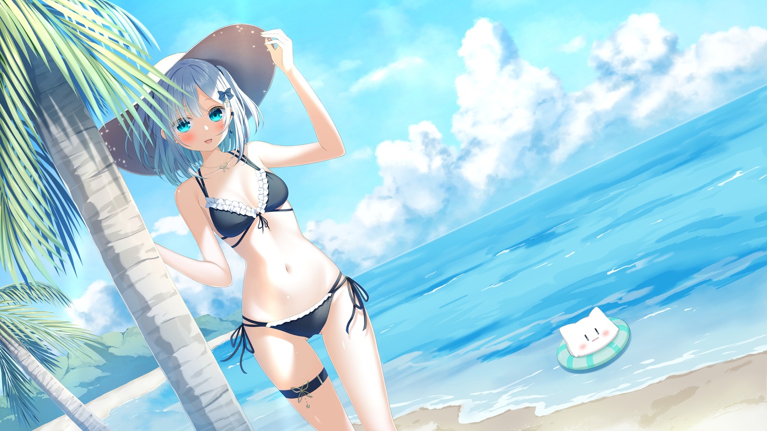 bikini garter kaga_sumire kokomine_(kokoromine) landscape lupinus_virtual_games swimsuits vspo!