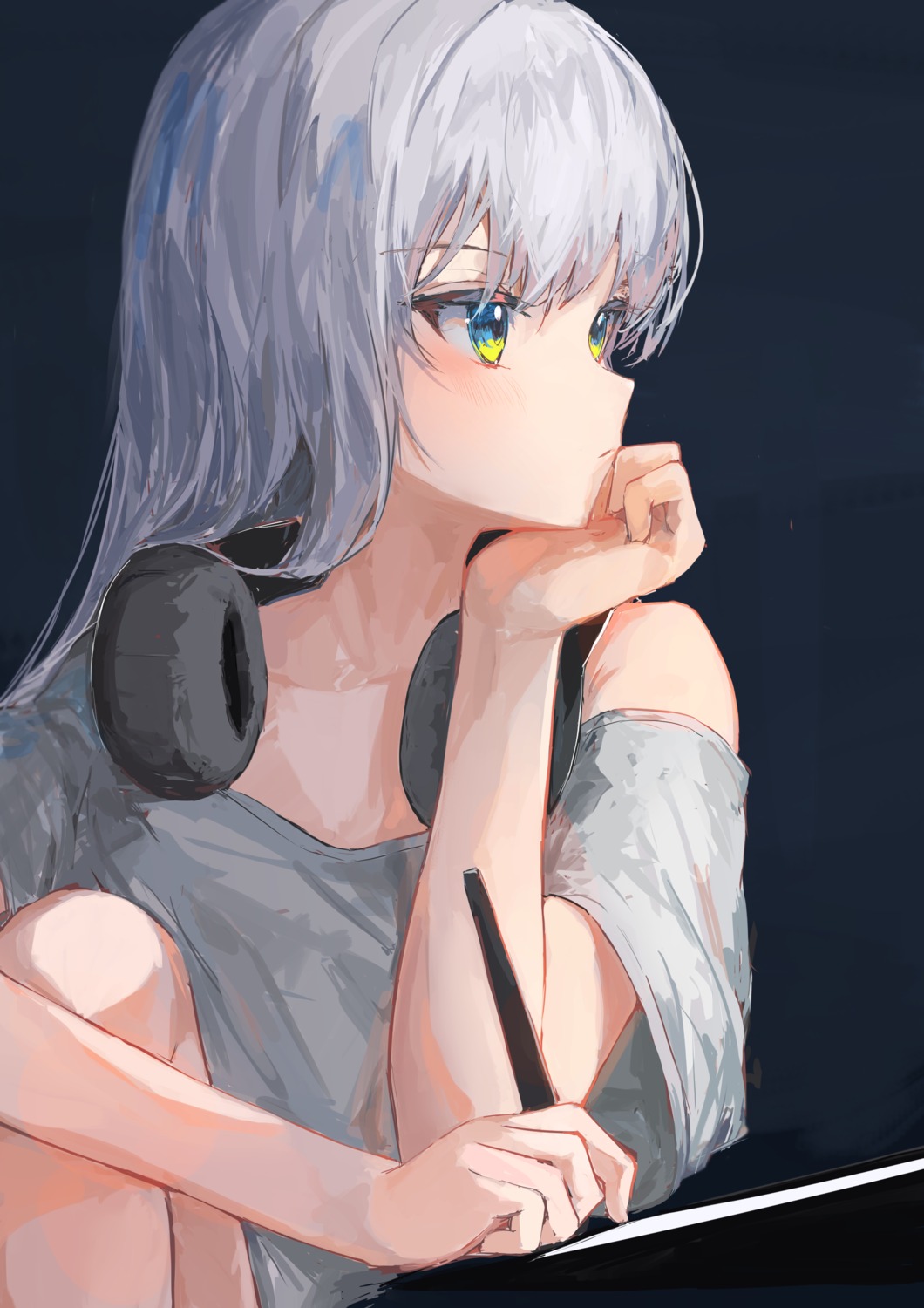 headphones ichika_(ichika87) see_through sketch