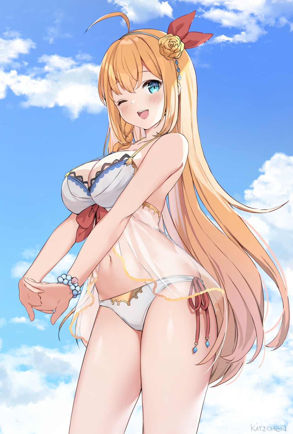 bikini cleavage kaetzchen pecorine princess_connect princess_connect!_re:dive see_through swimsuits