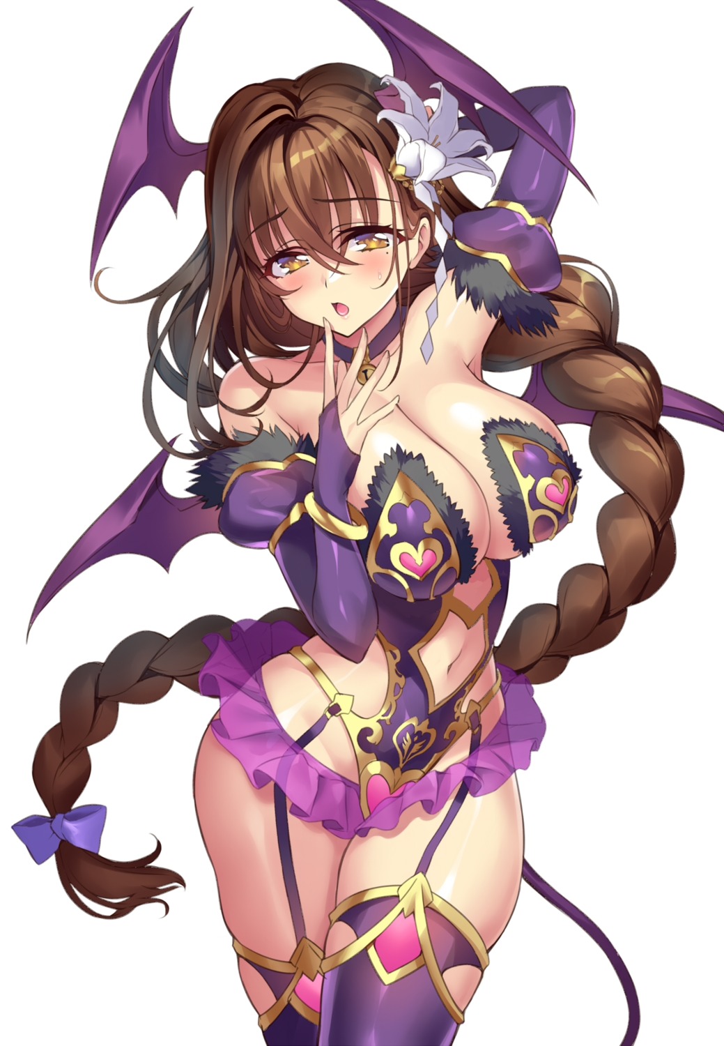 cleavage devil kanpani_girls no_bra see_through senri_gan shirayuri_sakura stockings tail thighhighs wings