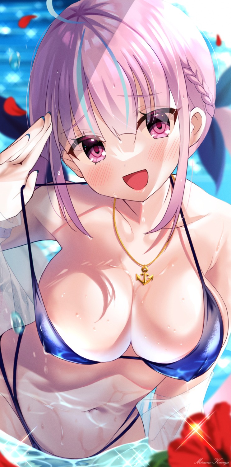 bikini hololive minato_aqua mizuno_kurage see_through swimsuits wet